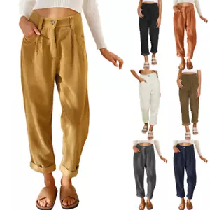Women Corduroy Pants Harem Trousers Loose Casual High Waist Retro Fashion - Picture 1 of 21