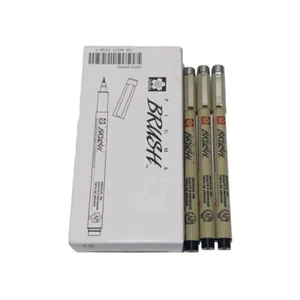 3 x Sakura Pigma Micron BRUSH- Pigment Fineliner Pens-Black Ink  - Picture 1 of 1