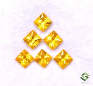 5x5 mm Natural Yellow Sapphire Square Princess Cut Lot 06 Pcs Loose Gemstones - Picture 1 of 7