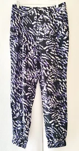 Karen Millen Tier Zebramuster elastische Bündchen spitz zulaufende Hose schwarz lila GRÖSSE 6 - Bild 1 von 10