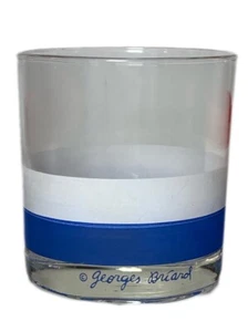 VTG George Briard 8oz. Blue and White Stripe Whiskey Glass - Picture 1 of 4