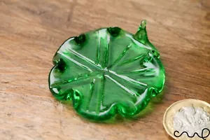 Pequeño vidrio hecho a mano hoja de loto brillo jardín decoración del hogar adorno coleccionable - Imagen 1 de 5
