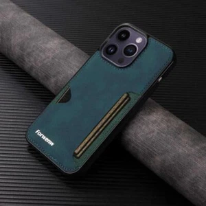 Retro Card Holder Phone Case for 16 15 14 13 12 11 Pro Max Mini XS XR X SE 2020 - Picture 1 of 29