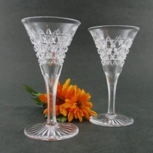 2 - ABP Hob Diamond CORDIALS - Antique Cut Glass stems - 1 oz., 4.25" tall - Picture 1 of 12