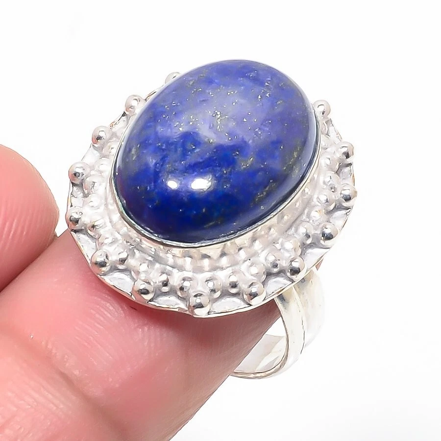 Lapis Lazuli Gemstone 925 Sterling Silver Jewelry All Size Ring For Gift - Image 1 of 1