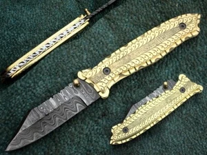 Damascus Folding Knife , Stunning Custom Hand Made Damascus Folding Pocket Knife - Picture 1 of 8