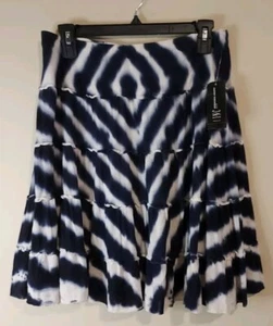 INC INTERNATIONAL CONCEPTS Tie-Dye Stripe Skirt Women's S Blue/White Pull On - Picture 1 of 9