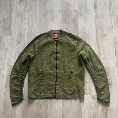 Chaqueta Nike Tech Polar Tejida Cremallera Verde Legión Negra 832178-331 Para Hombres Talla Mediana Foto 1 de 4