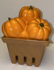 Ceramic 2pc Pumpkin Bushel Canister  Candy Dish- Fall Autumn Halloween Farmhouse