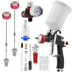 R500 LVLP Spray Gun Car Paint Gun with 1.3/1.5/1.7mm Nozzles, Air Regulator &... - Picture 1 of 7