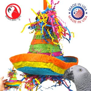 2198 Pinata Hat Bird Toy Cage Toys Cages Foraging Chew Shredder Conure Cockatiel - Picture 1 of 7