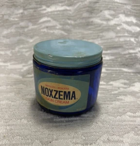 VASO VETRO VINTAGE NOXZEMA BLU COBALTO con coperchio, etichette, Noxzema sul fondo -- 5052 - Foto 1 di 5