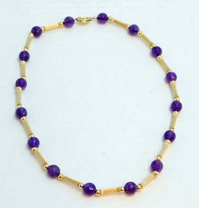 Gorgeous Estate 14K Gold Filled Multi Faceted Amethyst Bead Necklace - Picture 1 of 8