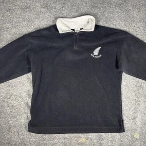 Vintage New Zealand Quarter Zip Pull Over Men Large Fleece Black Leisure Line - Picture 1 of 18