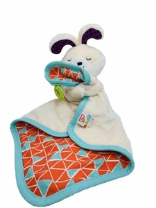 B. Baby Lovey Plüsch Hase Kaninchen weiche Sicherheitsdecke creme orange türkis Druck - Bild 1 von 10