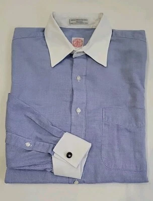 J. PRESS Mens LS Blue Oxford French Button Up Single Needle Tailor USA | 16-33 - Image 1 of 4