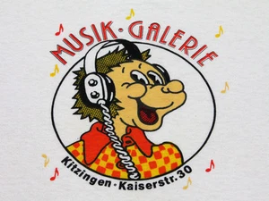 S * vtg 70s MUSIK GALERIE germany music store t shirt * KITZINGEN KAISERSTR - Picture 1 of 6