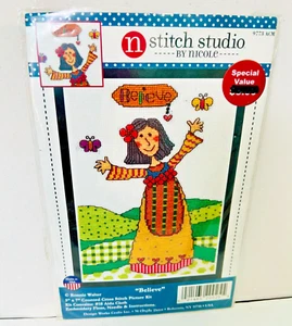 N STITCH STUDIO BY NICOLE "BELIEVE" CROSS STITCH KIT - Ronnie Walter 9773 5"x7" - Picture 1 of 3