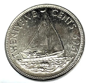 # C5788     BAHAMAS    COIN,     25 CENTS   1969 - Picture 1 of 2