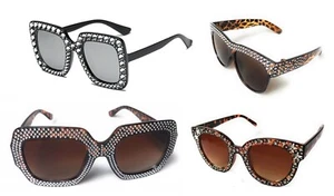Over Size Multi Diamante Frame Designer Sunglasses - Women celebrity style - Picture 1 of 18