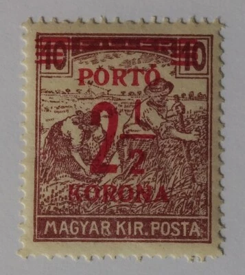 Hungary Postage Due Stamp, 1921-25, sc#J78, Mint, NH, OG - Image 1 of 2