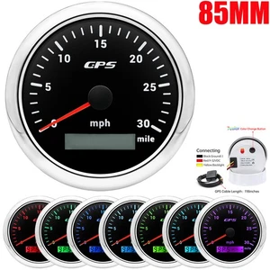 85MM Waterproof 7 Colors GPS Speedometer 0-30MPH Gauge for Motorcycles Boat Car - Picture 1 of 17