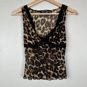 Top Women S Babydoll Leopard Print Sheer Lace Mesh Tank 90s Y2K Indie Grunge - Picture 1 of 8