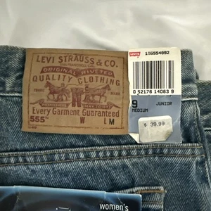 555 Levis Jeans Guys Fit Straight Leg Jeans Size 9 Jr Medium 1990s NOS Vintage - Picture 1 of 17