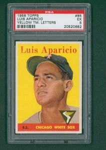 1958 Topps Baseballkarte - #85 Luis Aparicio gelbe Teambriefe, PSA 5 EX - Bild 1 von 2