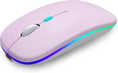 Rechargeable Wireless Bluetooth Mouse Dual Mode Silent LED Light Laptop Computer - Image 1 of 4