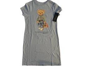 Polo Ralph Lauren Girls Size S (7) Blue Polo Bear Dress Short Sleeve - Picture 1 of 2