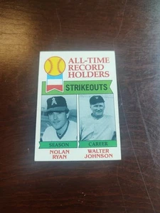 1979 Topps All-Time Record Holders Nolan Ryan, Walter Johnson #417 Strikeouts A - Bild 1 von 2