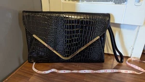 Abendtasche. Clutch Tasche schwarz. Umschlagtasche. Handtasche Tasche. Handtasche Samt - Bild 1 von 12