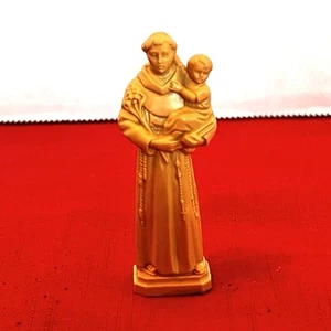 Vintage Kunststoff religiöse Statue Heiliger Antonius von Padua 2 3/4" große Figur mit Jesus - Bild 1 von 8