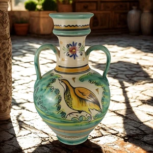 High Vase Ceramic PERDIZ Birds Puente Del Arzobispo Spain Large Size - Picture 1 of 8