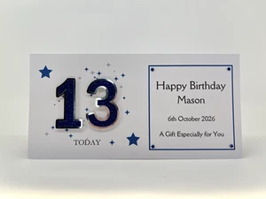 Geldgeschenk Geldbörse Geburtstag jedes Alter personalisiert mit Namen und Datum inkl Umschlag - Bild 1 von 6