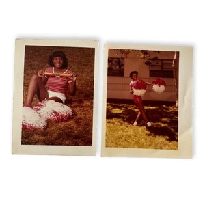2 Vintage 1970s African American Cheerleader Wallet Photos with Inscriptions - Picture 1 of 4
