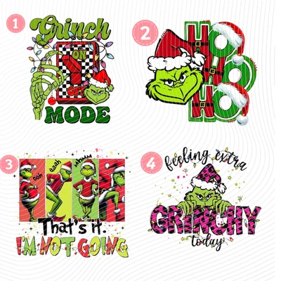 Christmas GRINCH STYLE / dtf print / Iron On Patches / Iron On Labels
