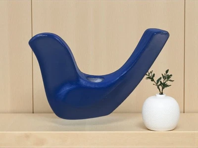 Candelabro Nils Strandin Suecia Mediados de Siglo Moderno Madera Azul Pájaro Escultural Foto 1 de 4