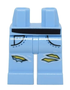 New LEGO Minifigure Legs Ripped Denim Pants Distressed Jeans black belt blue - Picture 1 of 6