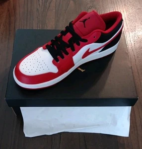 Nike Jordan 1 Low White / Gym Red Black 553558-163 Men's Size 10.5 - Picture 1 of 7