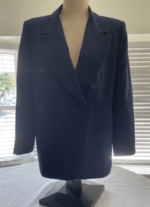 Jacqueline Ferrar Blazer Navy Double Breasted Long Sleeve Jacket 16 - Picture 1 of 10