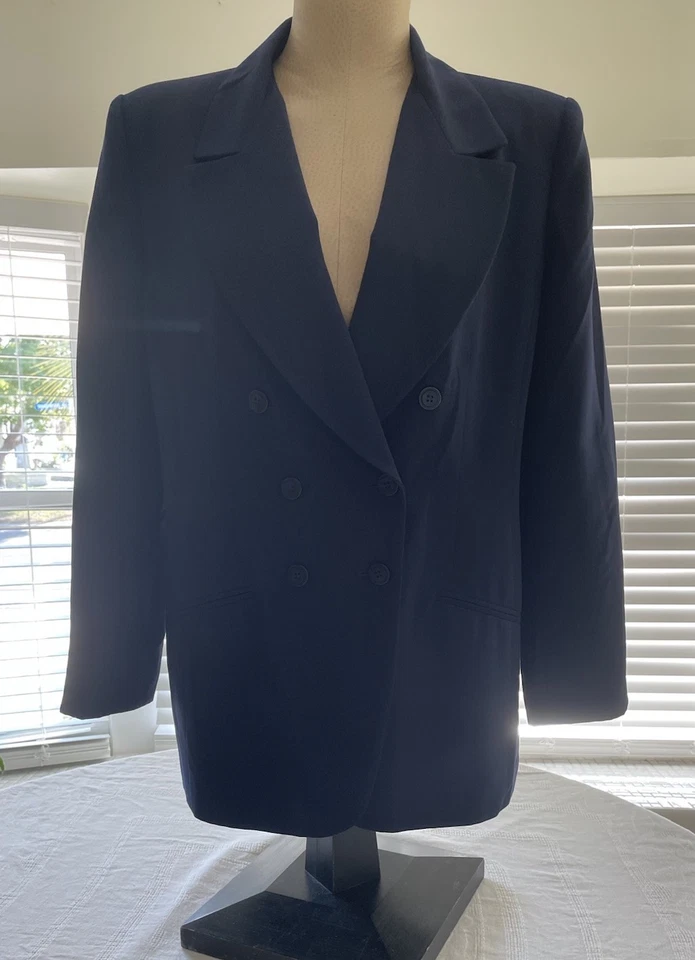 Blazer Jacqueline Ferrar Azul Marino Doble Pecho Manga Larga Chaqueta 16 Foto 1 de 4