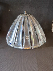 RETRO  CHROME & CLEAR PLASTIC LONG BEAD CEILING/LAMP LIGHT/SHADE - Picture 1 of 5