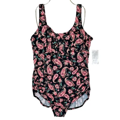 Lands' End Women's Paisley Floral One Piece Swimsuit 20W Plus Size NWT Underwire - Image 1 of 4