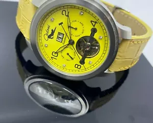 Automatic Watch Yellow Peace Watch By Cadoni Limited Edition Of One - Picture 1 of 14