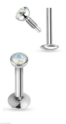 Juego de 2 pernos Lip Monroe calibre 16 3/8" ópalo 3 mm gema interna comodidad trasera acero Foto 1 de 3