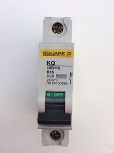 Square D Loadcentre - KQ10B116 - 16a Type B Single Pole MCB. - Imagen 1 de 3