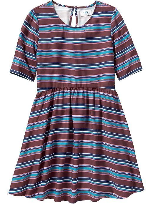 Nuevo con etiquetas Vestido Antiguo Azul Marino Niñas Media Manga XS (5) o XL (14) Rayas Azul Borgoña Foto 1 de 1