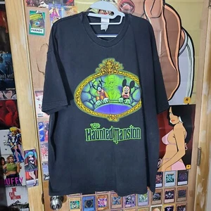 VTG Disney World Haunted Mansion Ride Shirt sz XL Hitchhiking Ghost Mickey Goofy - Picture 1 of 5